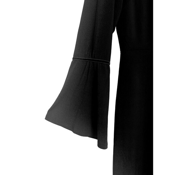 Size 14‎ BLACK CRISS-CROSS BELL SLEEVE SKATER DRESS Day/Evening All-Season Party - Picture 4 of 8